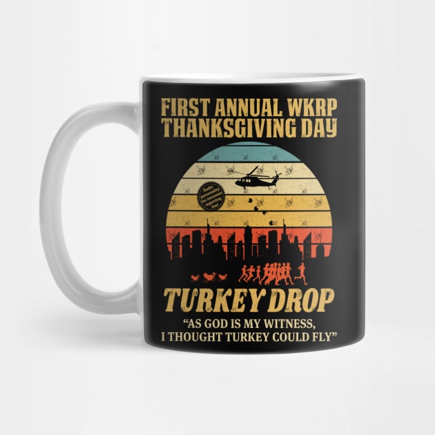 Thanksgiving Day wkrp Turkey Drop T Shirts by Murder By Text